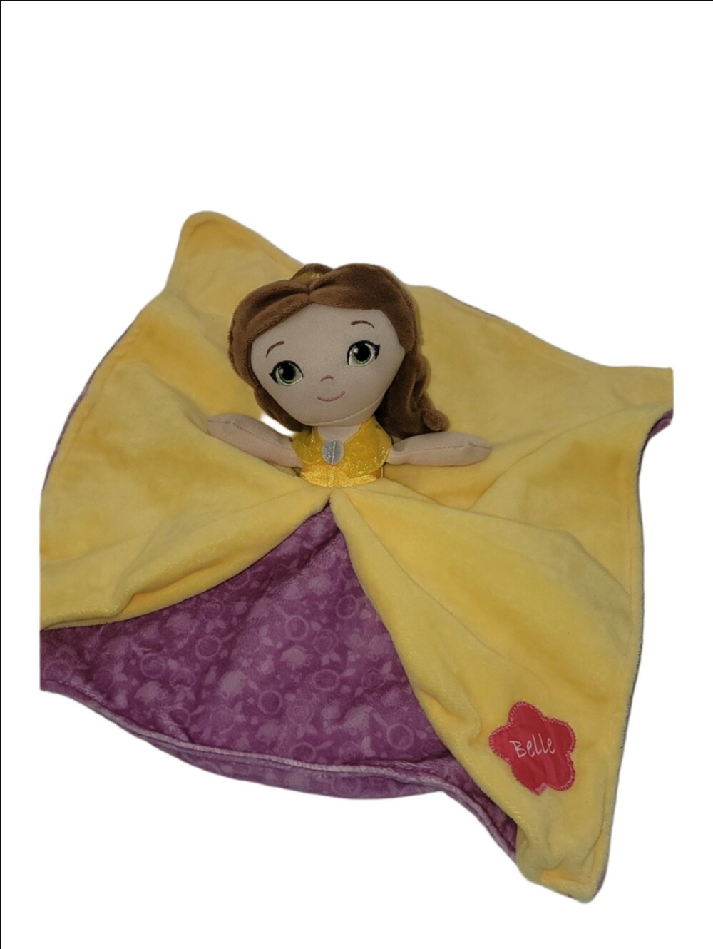 Disney Baby Belle Plush Lovey Security Blanket in Yellow and Purple